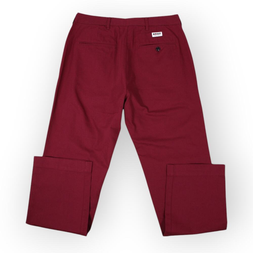 BOAST USA Mens 32x32 Patch Canvas Chino Pant Burgundy Wine Cotton Flat NWT - Picture 3 of 10